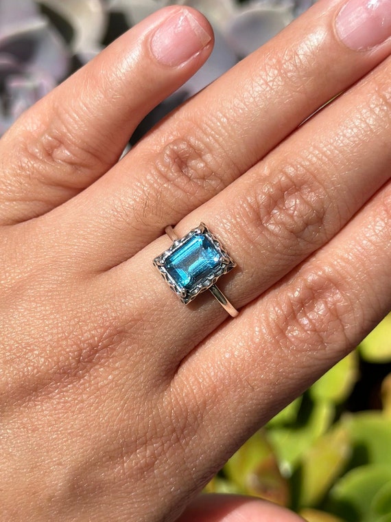 Blue Topaz Ring HIGH QUALITY Blue Topaz Jewelry B… - image 2
