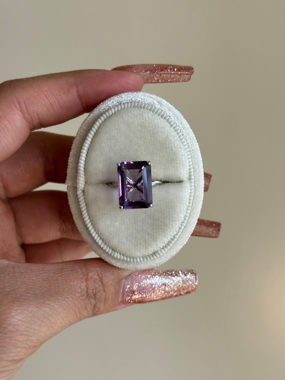 Amethyst Ring Amethyst Emerald Cut Ring Amethyst … - image 7