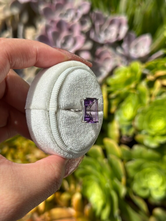 Amethyst Ring Amethyst Emerald Cut Ring Amethyst … - image 4