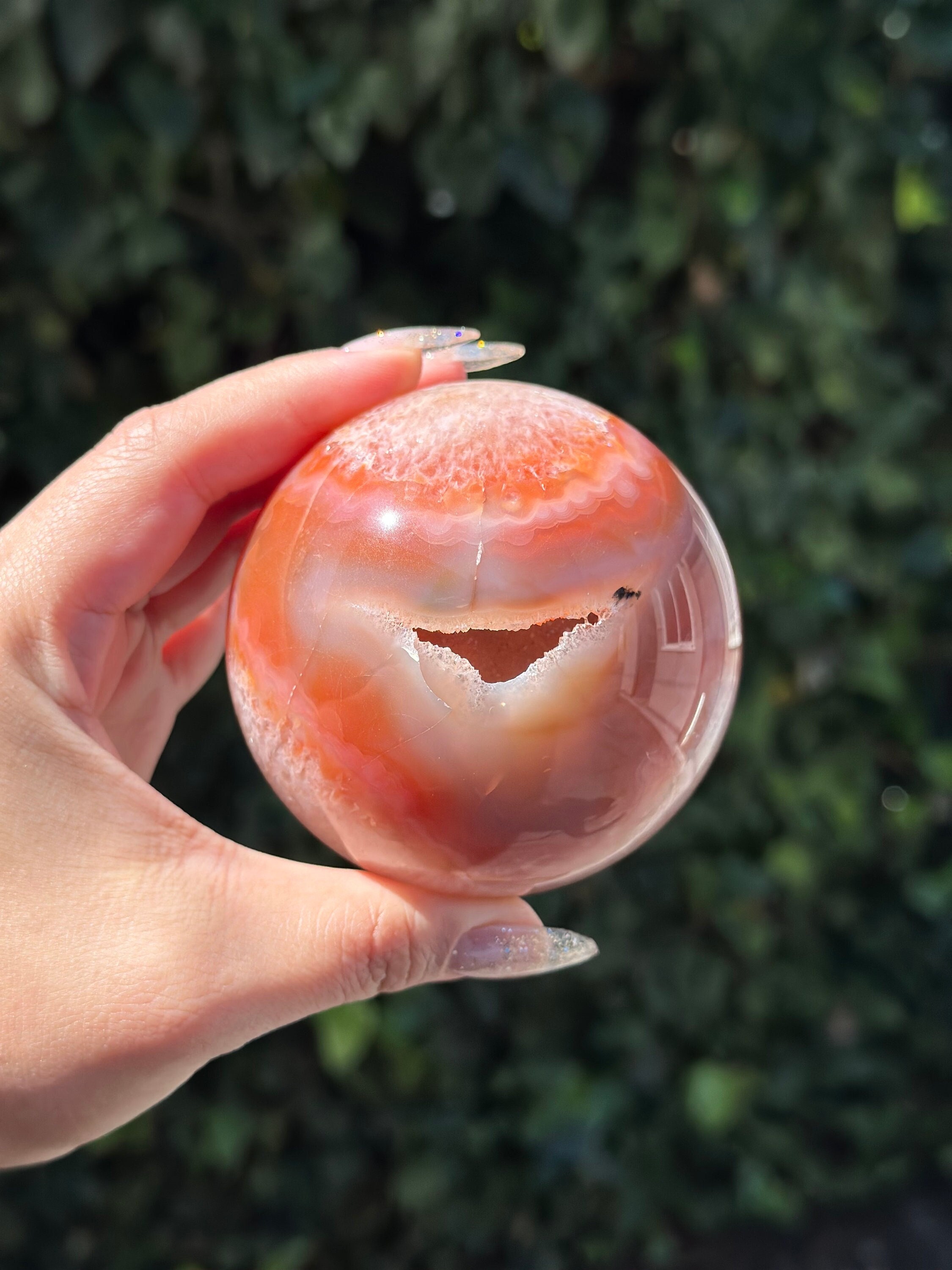 ♡^^) High Quality Carnelian Sphere WITH Druzy Carnelian Agate Crystal