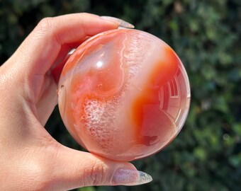 ♡^^) High Quality Carnelian Sphere WITH Druzy Carnelian Agate Crystal