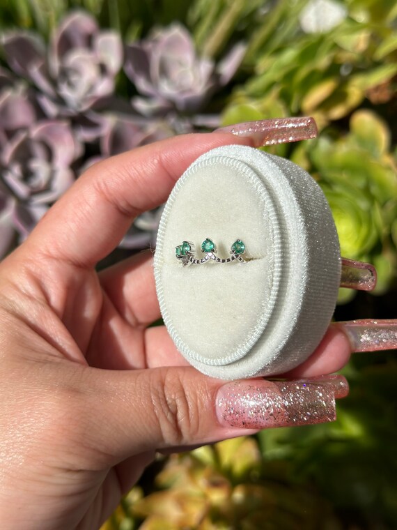 Emerald Ring Emerald Ring Green Stackable ADJUSTA… - image 3