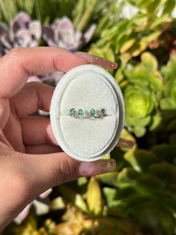 Emerald Ring Emerald Ring Green Stackable ADJUSTA… - image 1