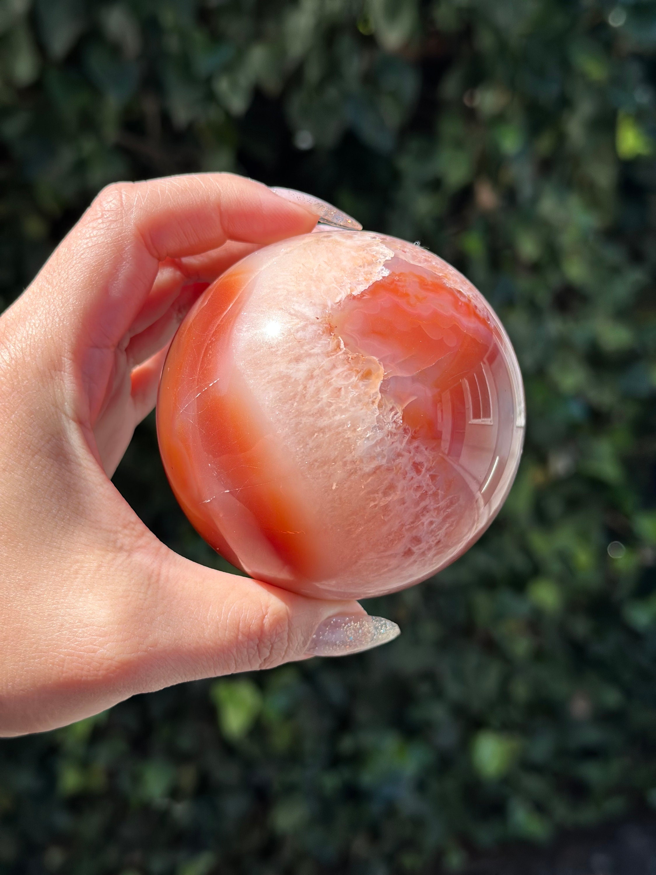 ♡^^) High Quality Carnelian Sphere WITH Druzy Carnelian Agate Crystal