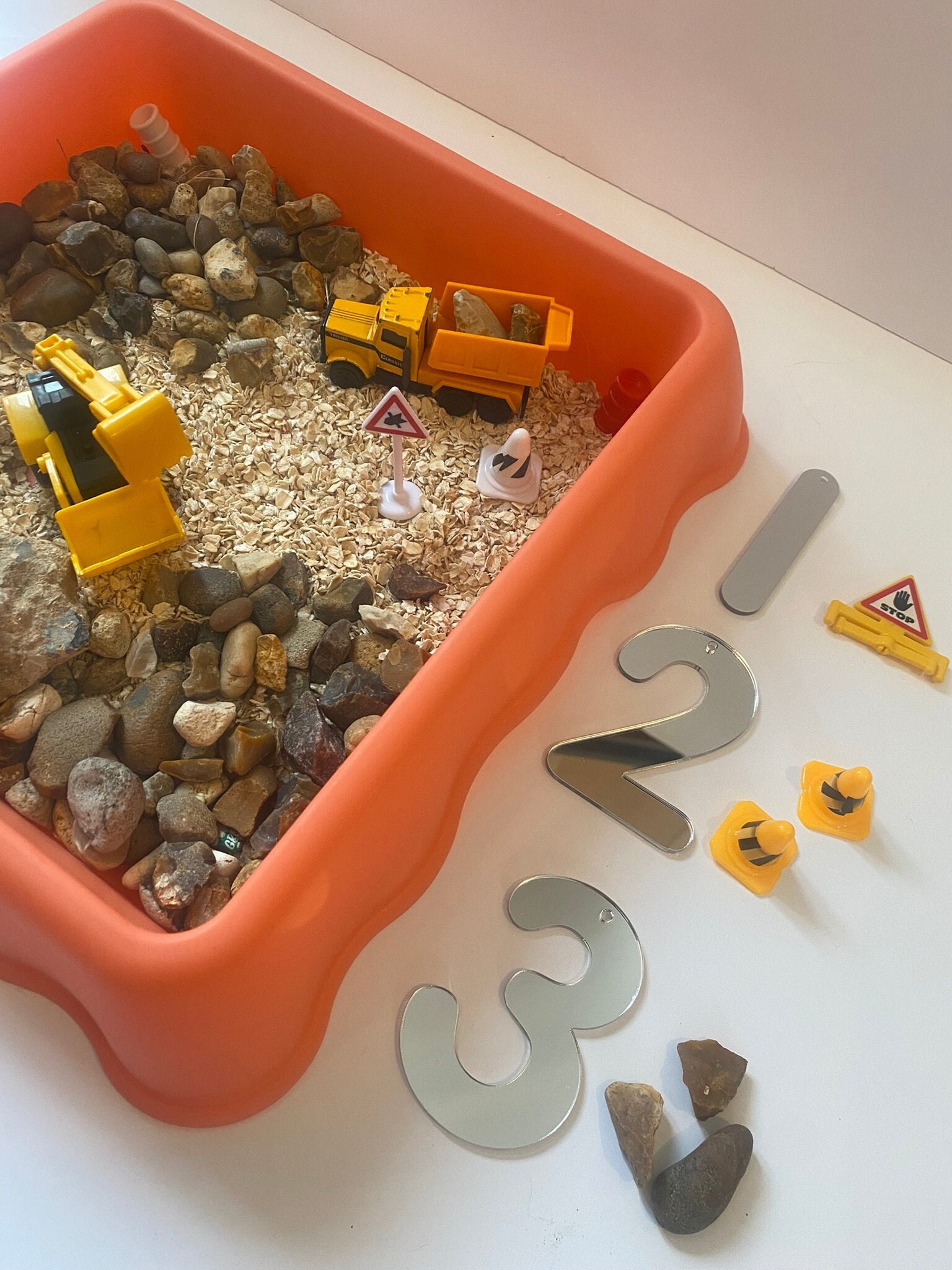 Mirrored numbers, tuff tray accessories, education resource, sensory play tray