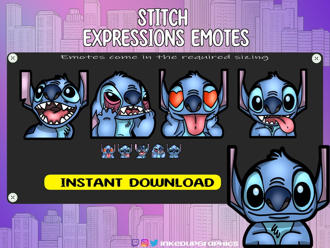 Stitch Expressions Emotes Twitch Streaming Discord Ready Etsy UK