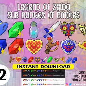 Legend of Zelda Sub Badges ou Emotes | Utilisation de Twitch | Utilisation de Discord | Prêt à l'emploi