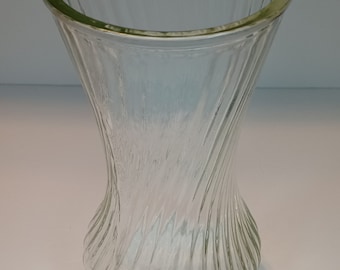 Vintage Clear Glass Vase Hoosier Glass Spiral Pattern 9.5 in tall