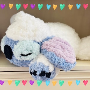 Sleeping Stitch Pillow Plushie Pattern | Angel Plushie Pattern | 2 in 1 Finger Knitting Plushie Pattern | Tutorial w/ PDF written Pattern