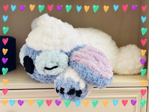 Sleeping Stitch Pillow Plushie Pattern | Angel Plushie Pattern | 2 in 1 Finger Knitting Plushie Pattern | Tutorial w/ PDF written Pattern
