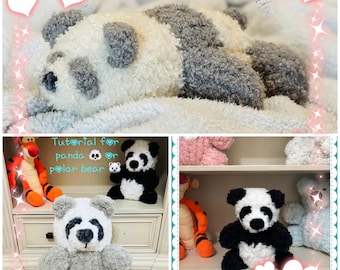 Wzory na pluszową pandę robioną na palcach | Zestaw wzorów/samouczków na misie panda | Gruba włóczka i bardzo grube wzory