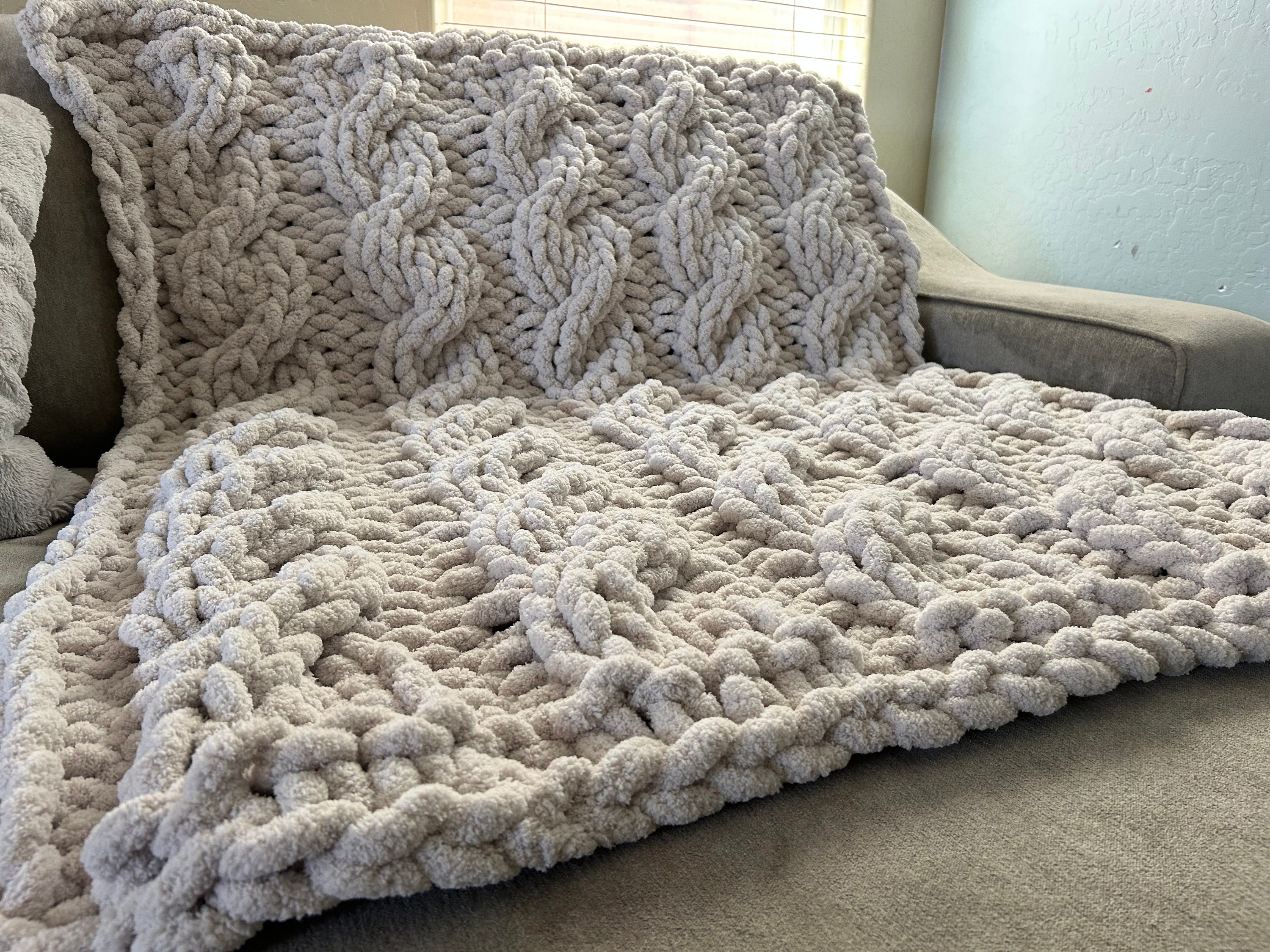Hand Knit a Cable Blanket Chunky Throw Brayden Throw Crochet Pattern - Etsy
