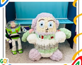 Pluszowa poduszka Buzz Lightyear z dzianiny palcowej | Wzór na poduszkę Buzz | Gruba dzianina Buzz | Pluszowa poduszka z motywem kosmicznym