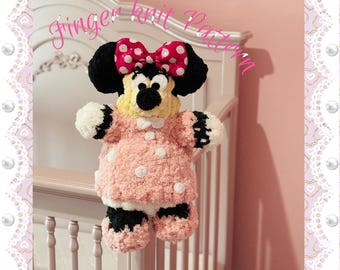 Minnie tejida a mano / Patrón de peluche tejido a mano / Tutorial de YouTube con patrón escrito en PDF