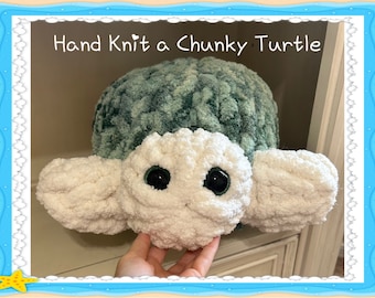 Hand Knit a Chunky Turtle | Turtle Plushie | Finger Knit Plushie Pattern | Youtube video tutorial w/ written pattern