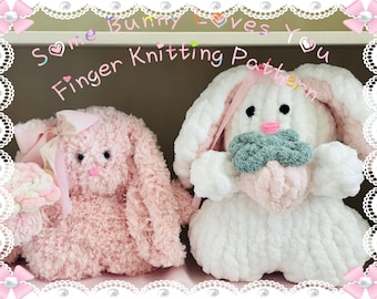Pluszowa zabawka Some Bunny Loves You Knit | Wzór na poduszkę w kształcie serca | Wzór na miniaturową truskawkę w zestawie | Film z pisemnym wzorem w formacie PDF