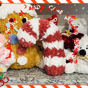 Snoepgoed kussen plushie vingergebreid | Handgebreide handleiding met geschreven pdf-patroon | Grof handgebreid kerstpatroon | Video-tutorial