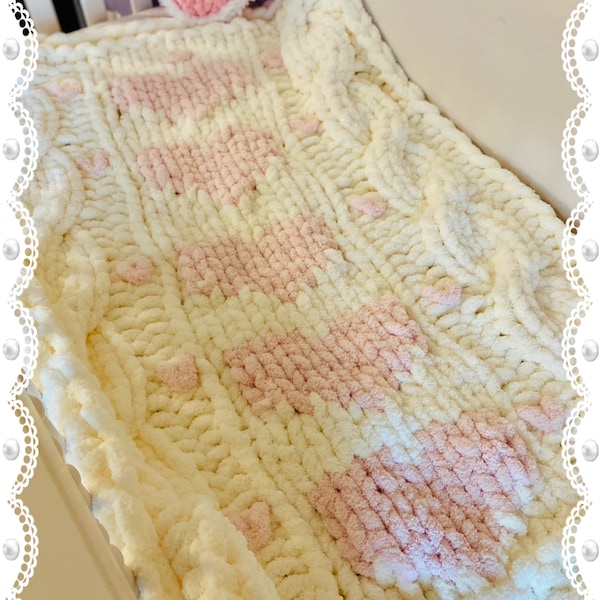 Crochet Pattern | Chunky Cable Knit Blanket | Chunky Knit Blanket | Brayden Throw | Nursery Decor | Baby Blanket | Baby Shower Gift
