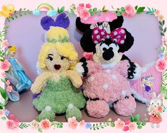 Wzór na pluszową wróżkę Dzwoneczek | Wzór na pluszową Myszkę Minnie | Zestaw wzorów na pluszowe zabawki Robione na palcach | Ręcznie robiona na drutach pluszowa lalka | W zestawie plik PDF