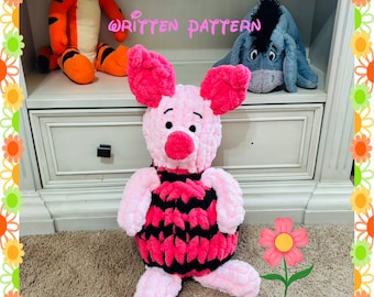 Peluche rosa carino lavorato a mano / Peluche rosa lavorato a maglia grossa / Tutorial con schema scritto