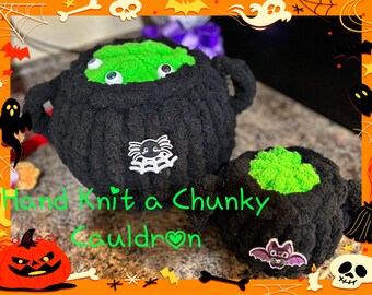 Hand Knit a Cauldron | Halloween Plushie Crochet Pattern | Chunky Hand knitting