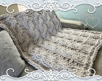 Hand Knit a Cable Blanket | Chunky Throw | Brayden Throw | Crochet Pattern