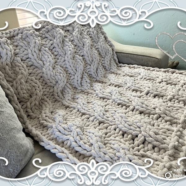 Hand Knit a Cable Blanket | Chunky Throw | Brayden Throw | Crochet Pattern