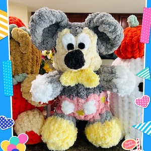 Handgebreid Mickey Mouse-knuffelpatroon | Vingergebreid Mickey Mouse-knuffeldier | Youtube-videotutorial met geschreven pdf-patroon