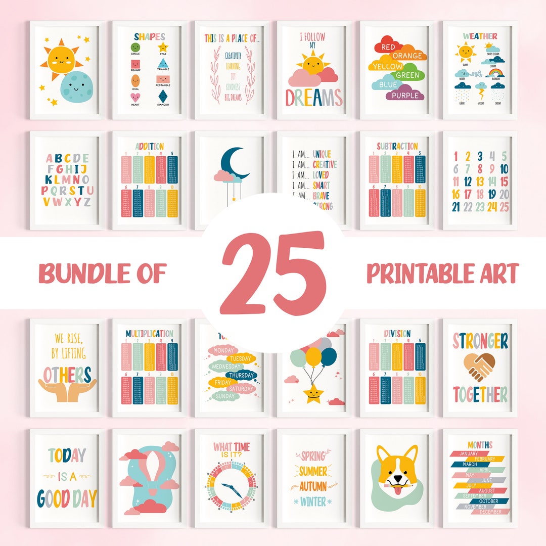 25 Printable Educational Wall Art Posters for Kids Montessori Etsy