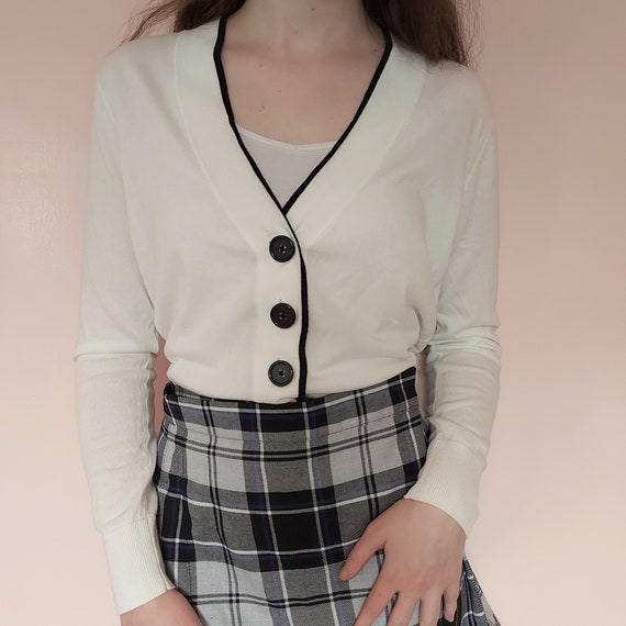 White Long Sleeve Old Money Aesthetic Button Down Cardigan - Etsy Ireland