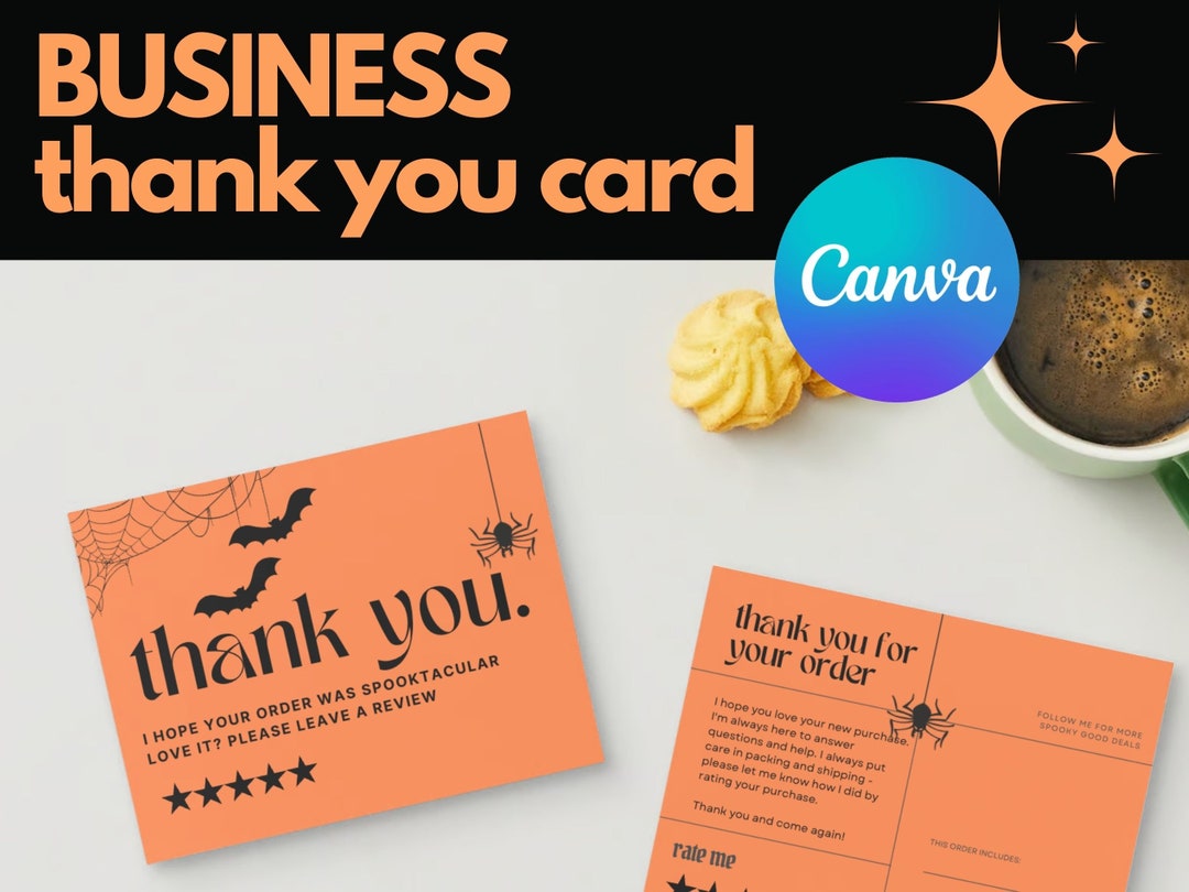 Halloween Business Thank You Card Template | Editable Packaging Insert ...