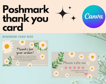 Revendeur Poshmark Carte de remerciement Carte de visite Canva Modèle imprimable