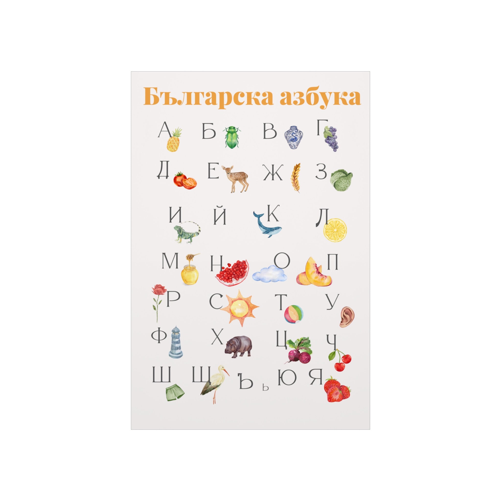 Bulgarian Cyrillic Alphabet Poster - Premium Matte Bulgarian Alphabet ...