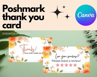 Revendeur Poshmark Carte de remerciement Carte de visite Canva Modèle imprimable