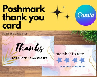 Revendeur Poshmark Carte de remerciement Carte de visite Canva Modèle imprimable
