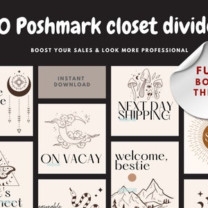 BOHO LINE ART Poshmark Closet Signs, Editable Poshmark Banner & Closet Template, Ready to Post, Instant Download, Poshmark Template, jpeg