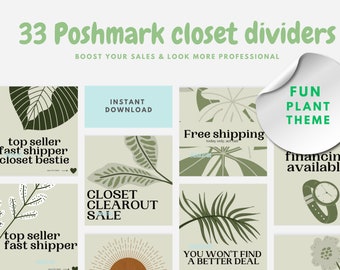 PLANT GREEN Poshmark Closet Signs, Editable Poshmark Banner & Closet Template, Ready to Post, Instant Download, Poshmark Template, jpeg