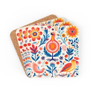 Bulgarian Design Coaster Set - Stylish Home Decor Corkwood Coaster Set
