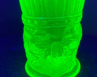 Vintage uranium glass Indian toothpick holder