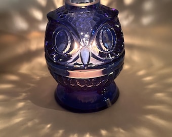 Dark cobalt uranium glass owl fairy light PLEASE READ DESCRIPTION