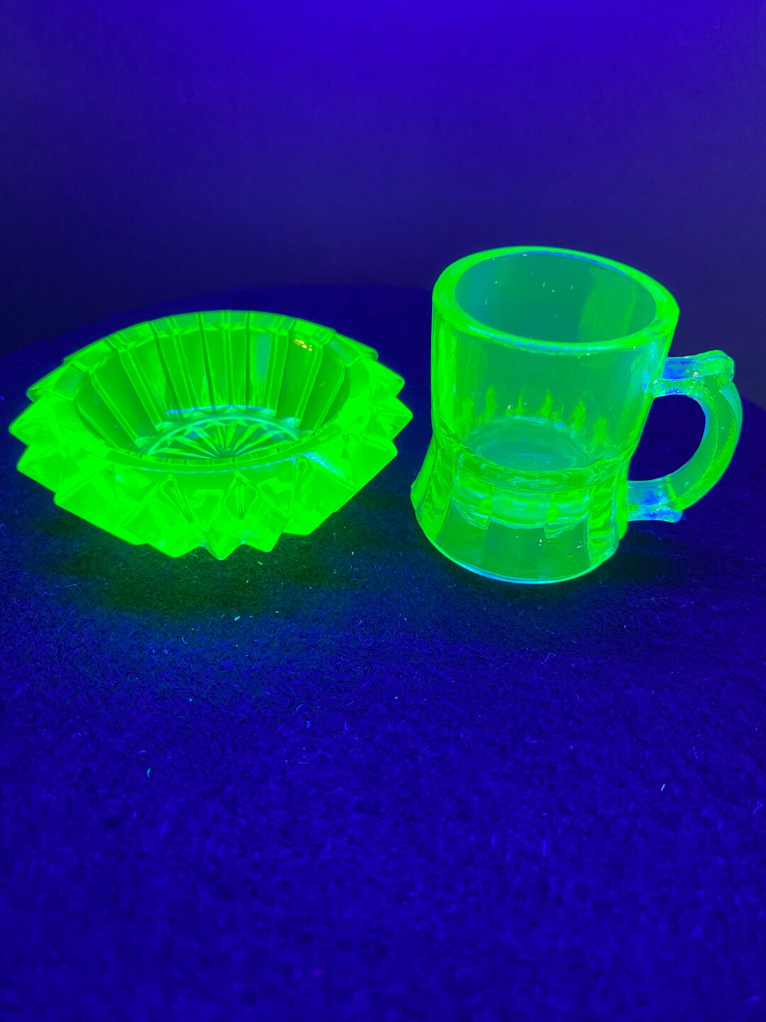 Vintage Uranium Glass Salt and Toothpick Holder Etsy