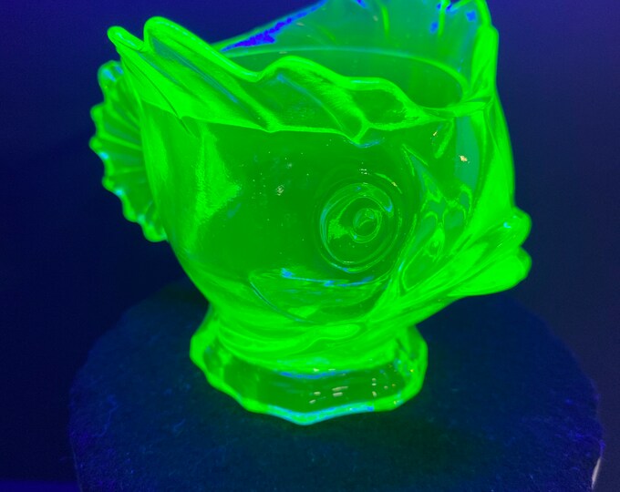 Uranium Glass Fish Dish Etsy