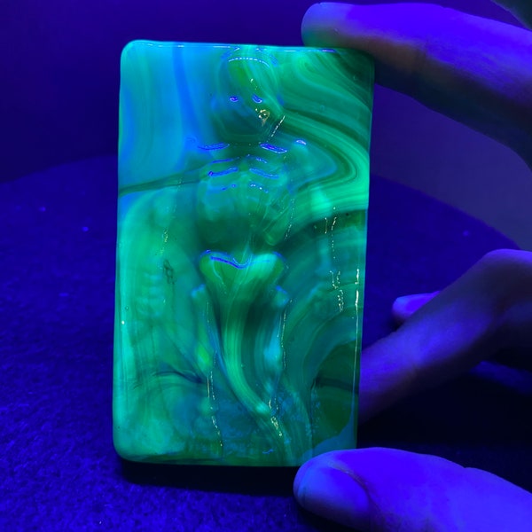 Uranium iridized amethyst skeleton paperweight