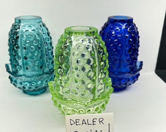 DEALER SPECIAL- 3 Factory Second uranium glass hobnail fairy lights -please read description