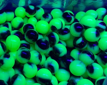 100  Vintage uranium glass mixed marbles UV + ADDED SURPRISE !!