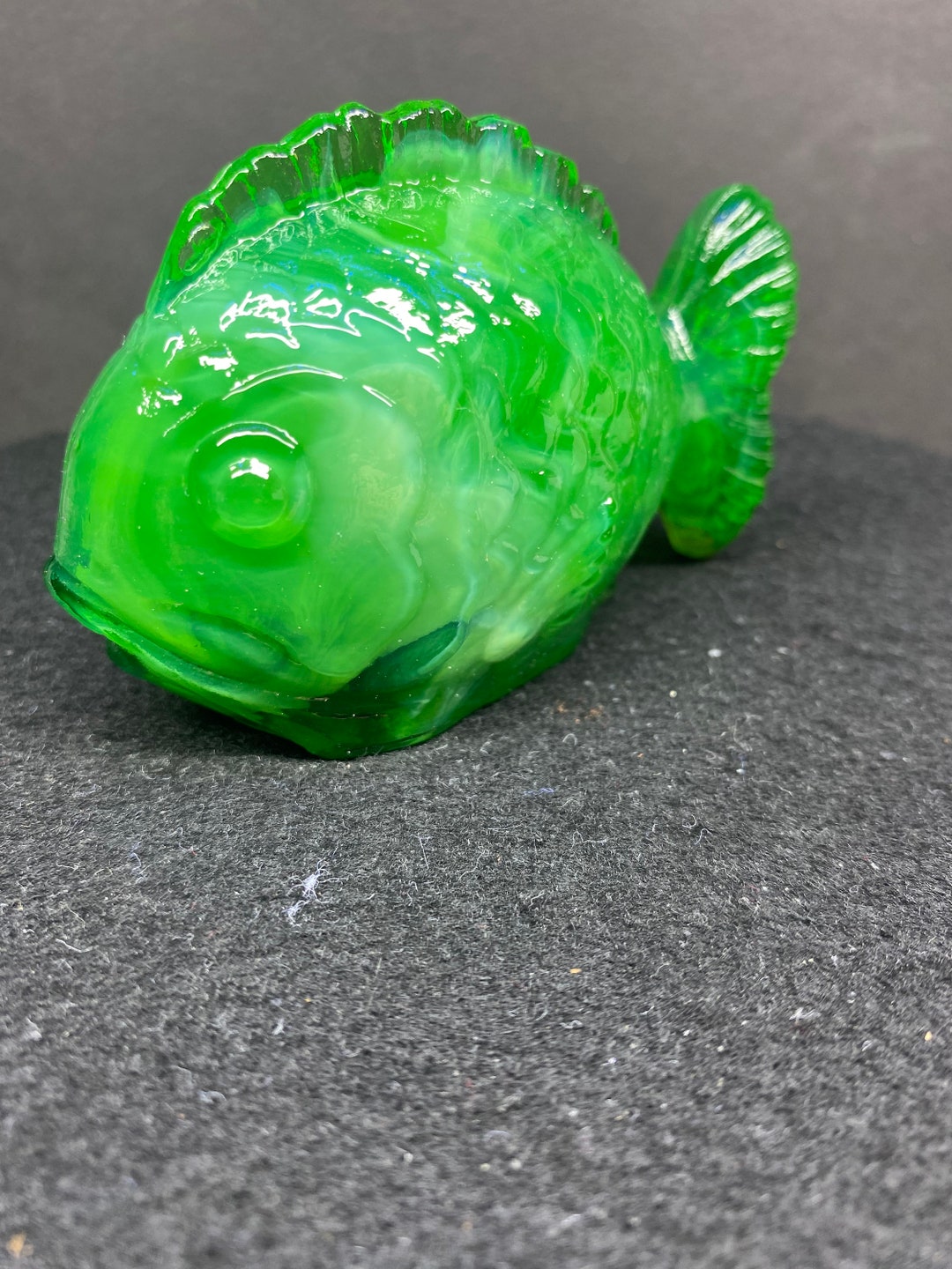 Jade Jadeite Uranium Glass Chubby Fish Figure Etsy