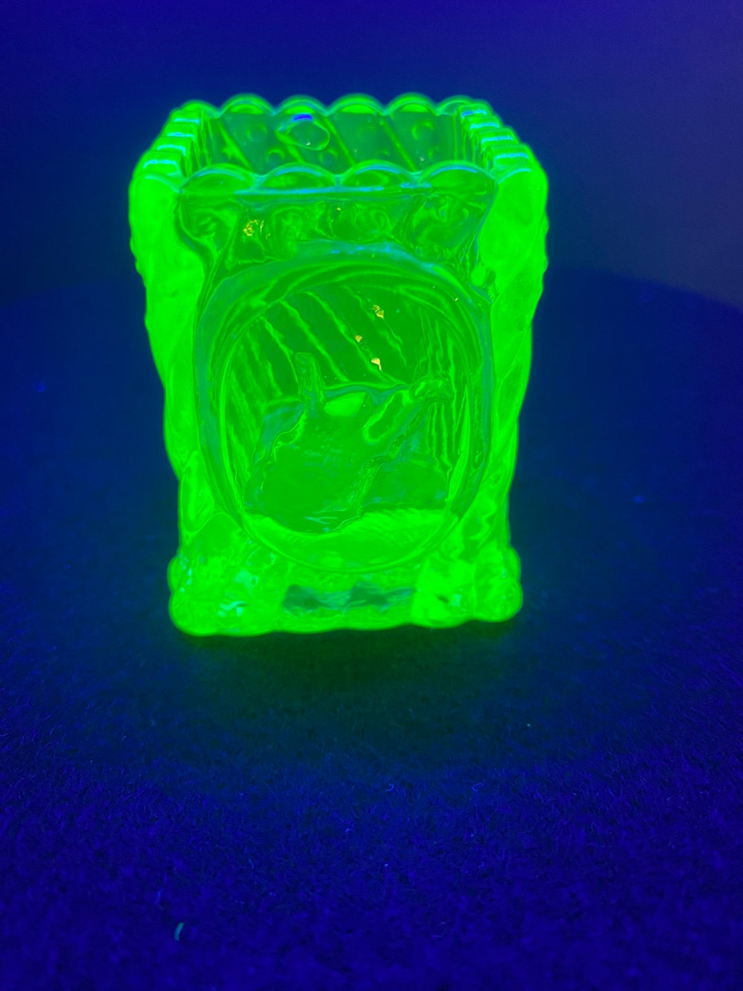 Uranium Glass West Virginia Toothpick Holder Etsy