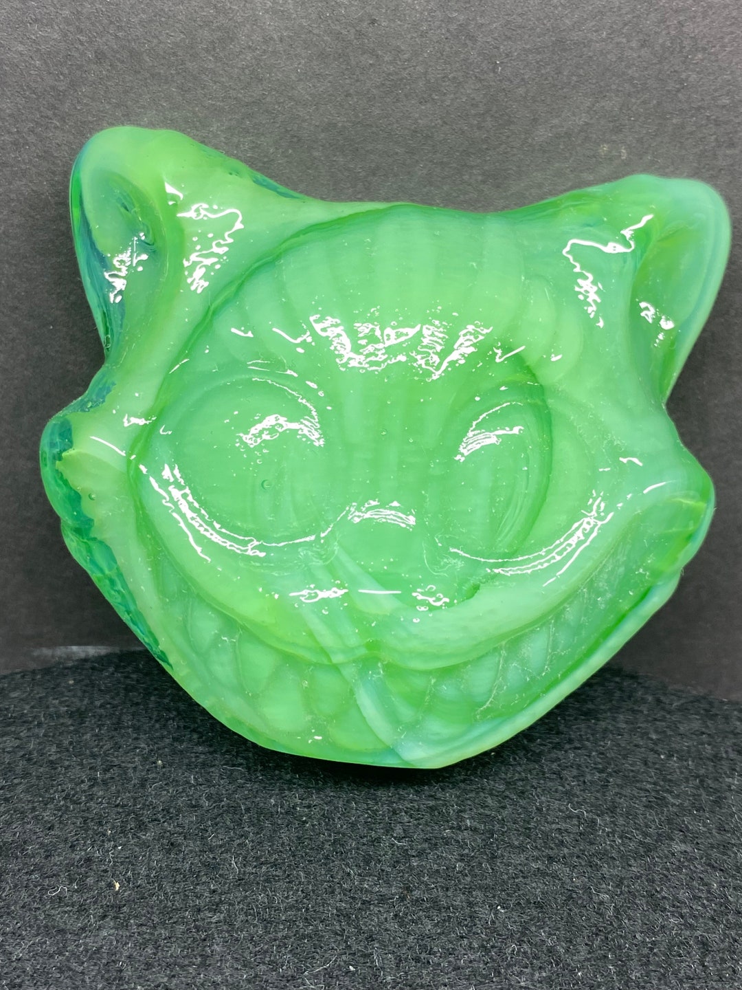 Uranium Jadeite Glowy Smiling Cat Etsy
