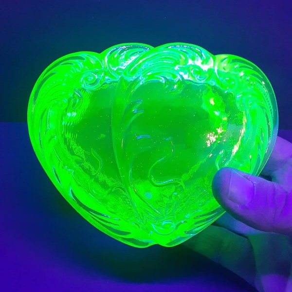 Uranium Glass Trinket Box Etsy