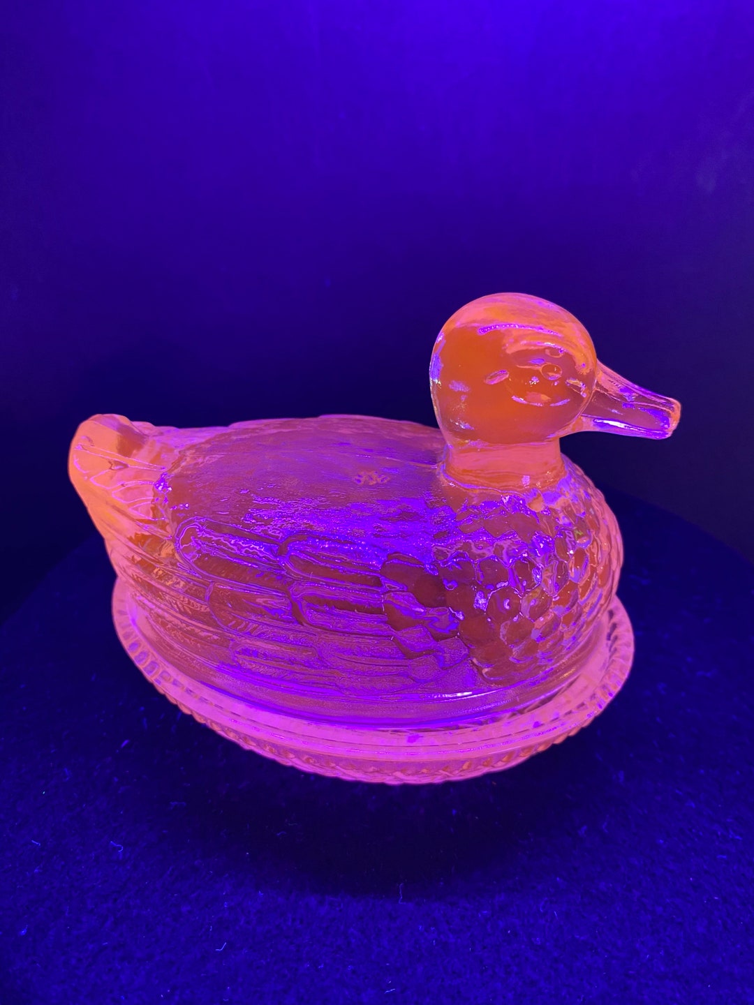 Blue Selenium Glass Duck on a Nest Etsy